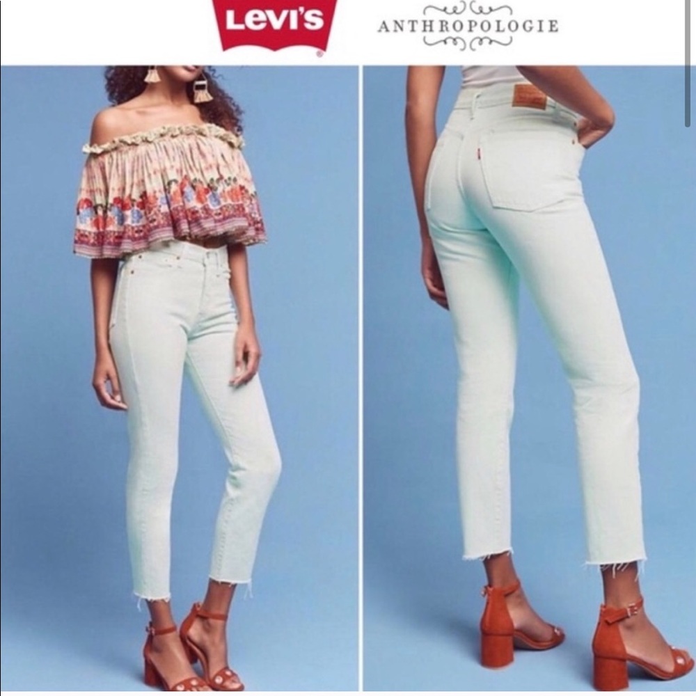 Anthro Levi’s Wedgie Fit Raw Hem High Rise Jeans - Picture 2 of 12